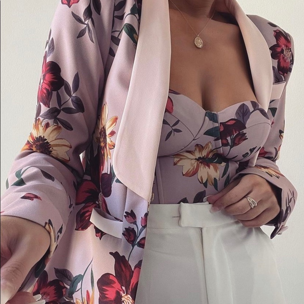 NWT JLux Label Mauve Floral Blazer and Bustier